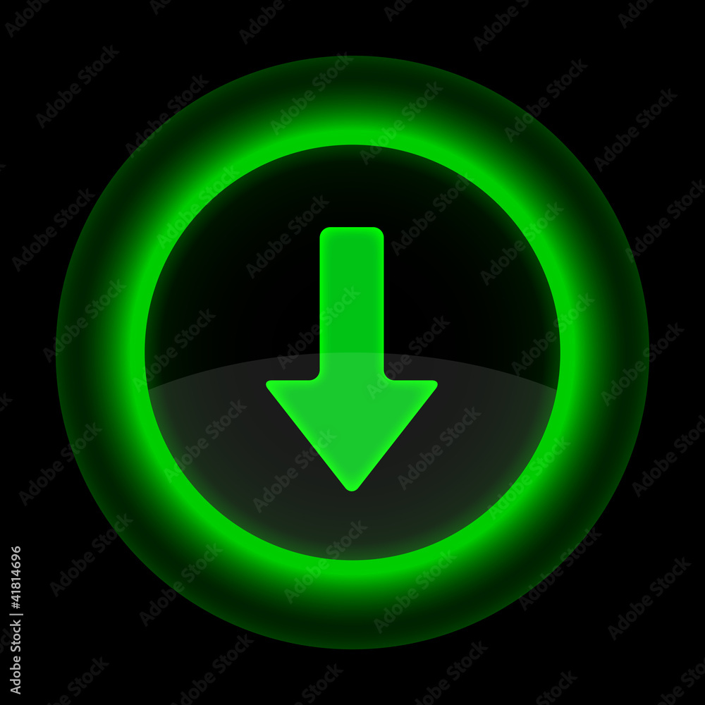 Green glossy internet button with arrow download symbol Green glossy internet button with arrow download symbol