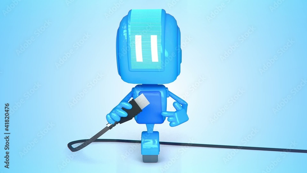 Blue robot with usb cabel Blue robot with usb cabel