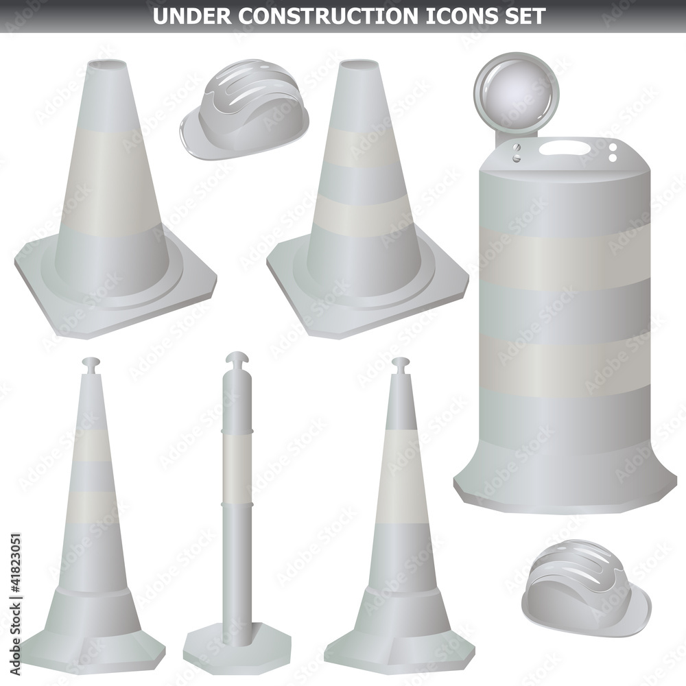 Grey under construction site vector objects Grey under construction site vector objects