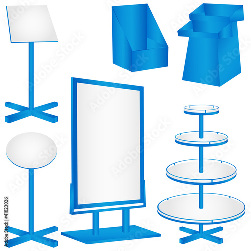 Blank Blue display set isolated on white