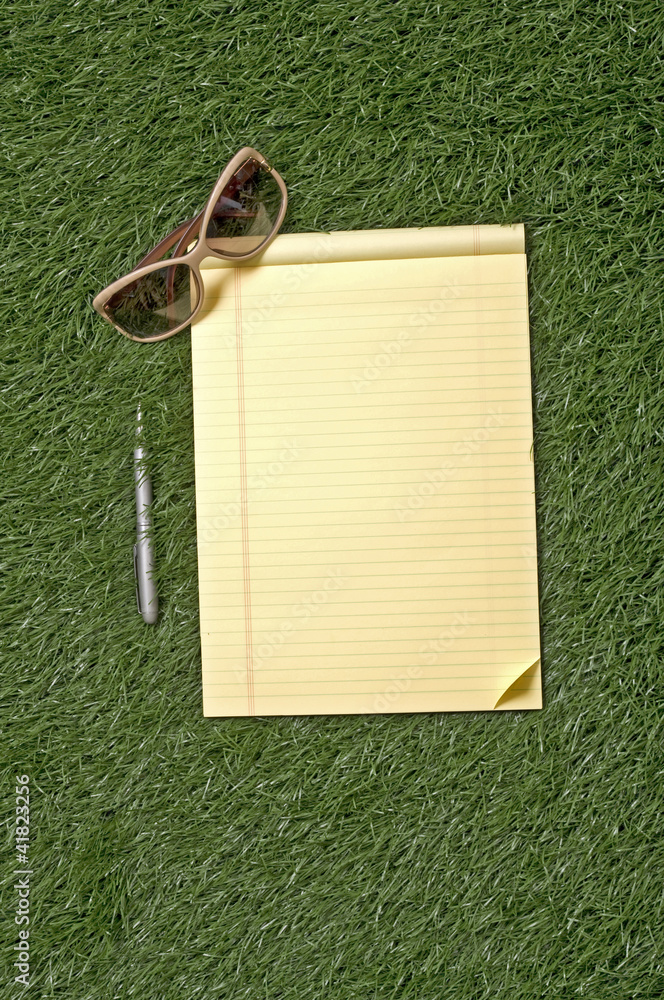 Naklejka premium Blank Paper On Grass