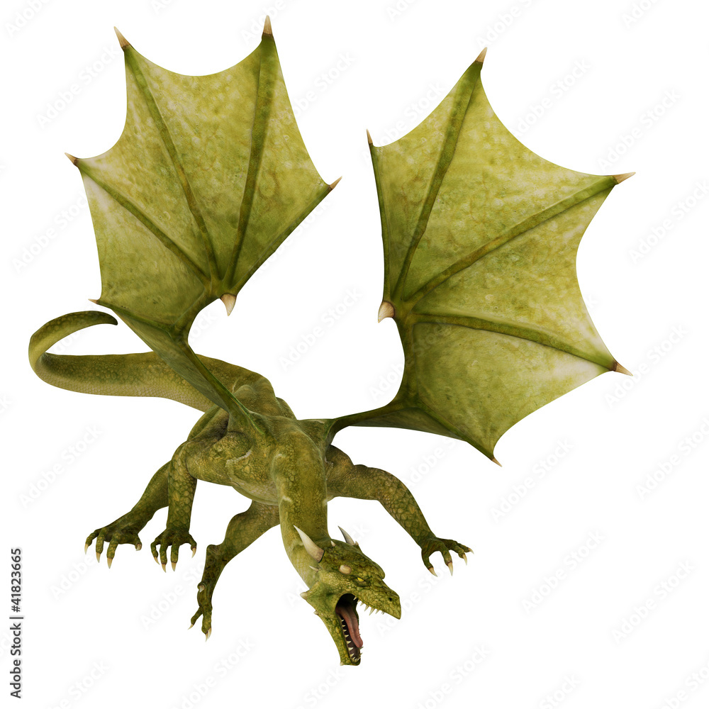Fototapeta premium green dragon in attack