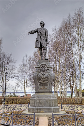 Monument to Peter the Great on Onega lake. Petrozavodsk