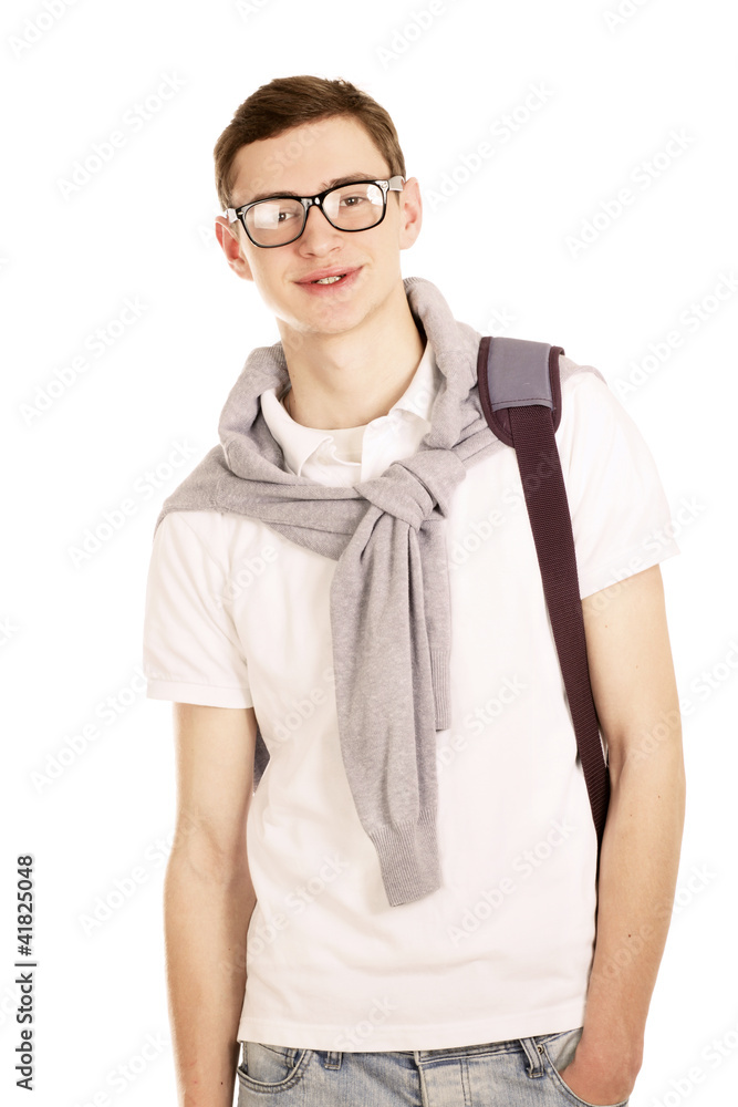 Portrait of a college guy, isolated on white background Portrait of a college guy, isolated on white background