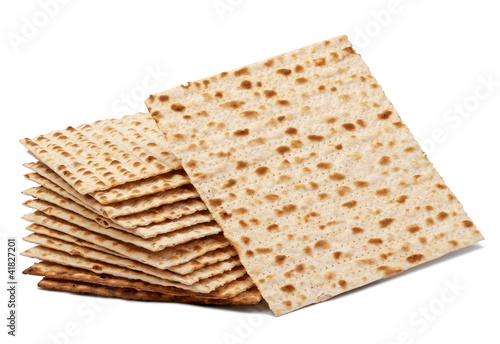 Matzoh, the jewish easter bread isolated on white photo