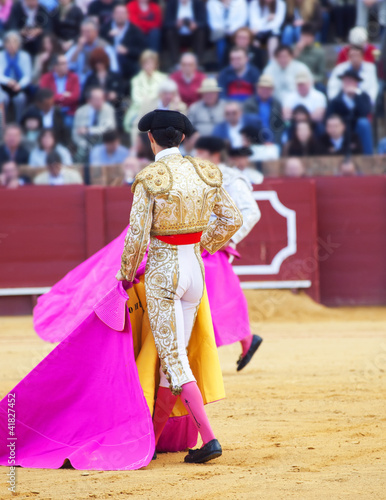 Torero in the bullfighting arena in Spain