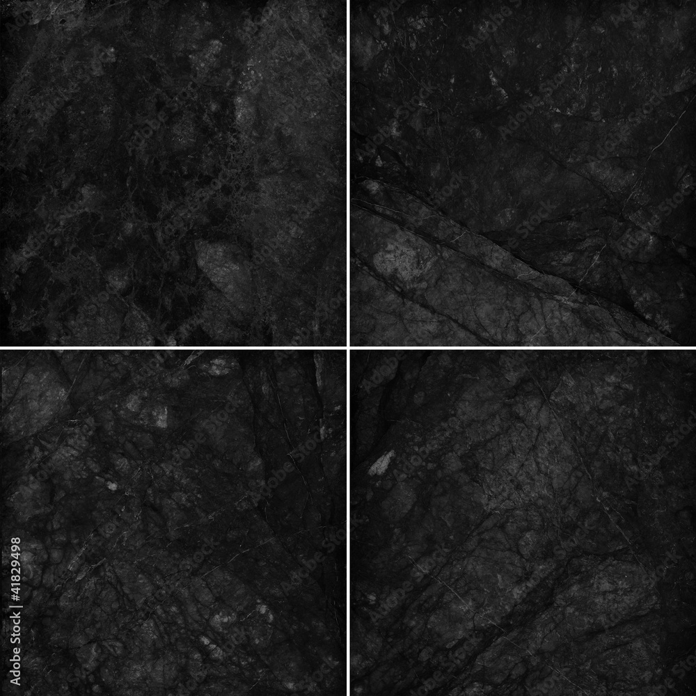 Fototapeta premium Four different black marble texture (high res)