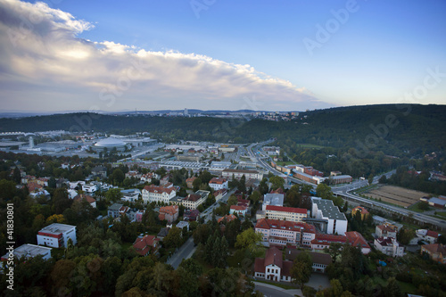 Highly detailed aerial city view with crossroads, roads, houses