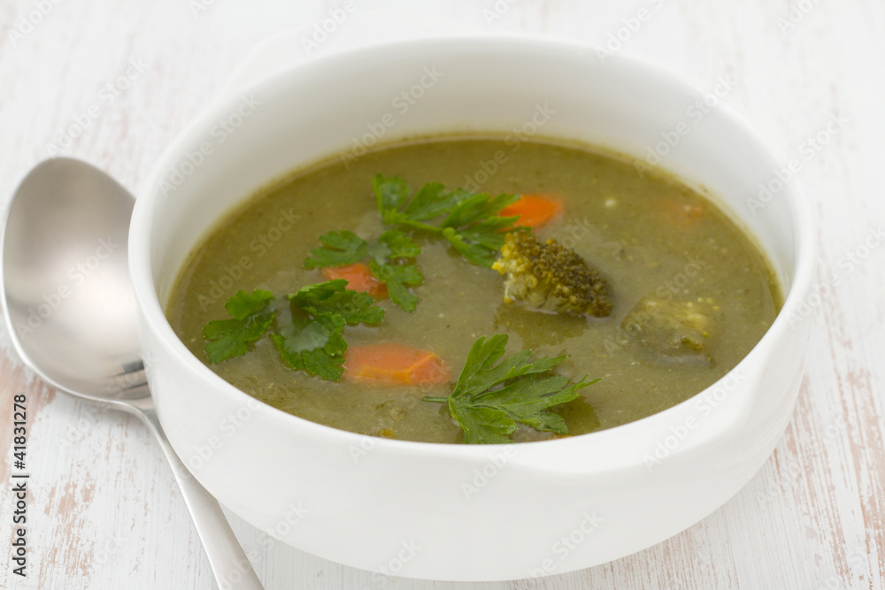 broccoli soup in the white bowl broccoli soup in the white bowl