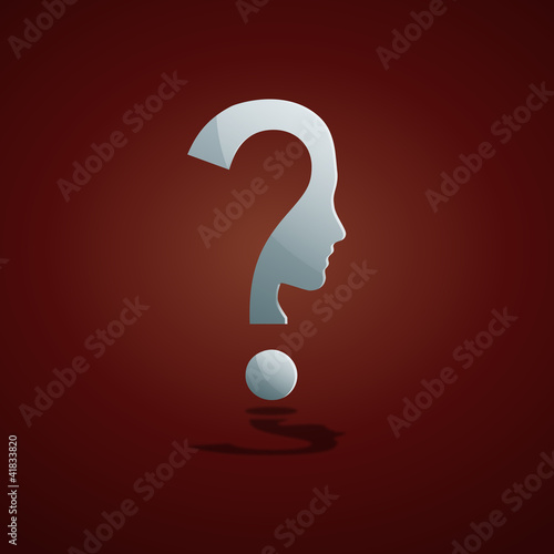 Human Doubt, question mark in the head # Vector