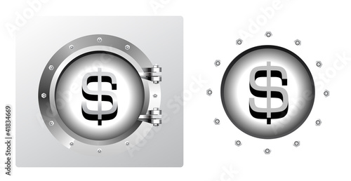 Dollar symbol and banking safe