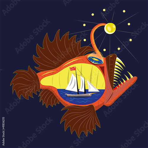 Goosefish and ship.
