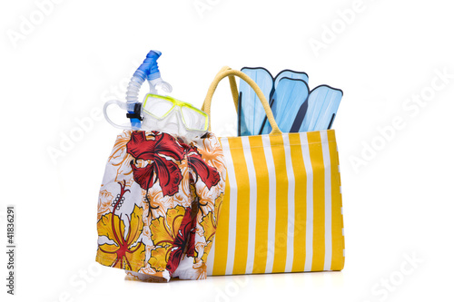 Badetasche mit Flossen und Badehose
