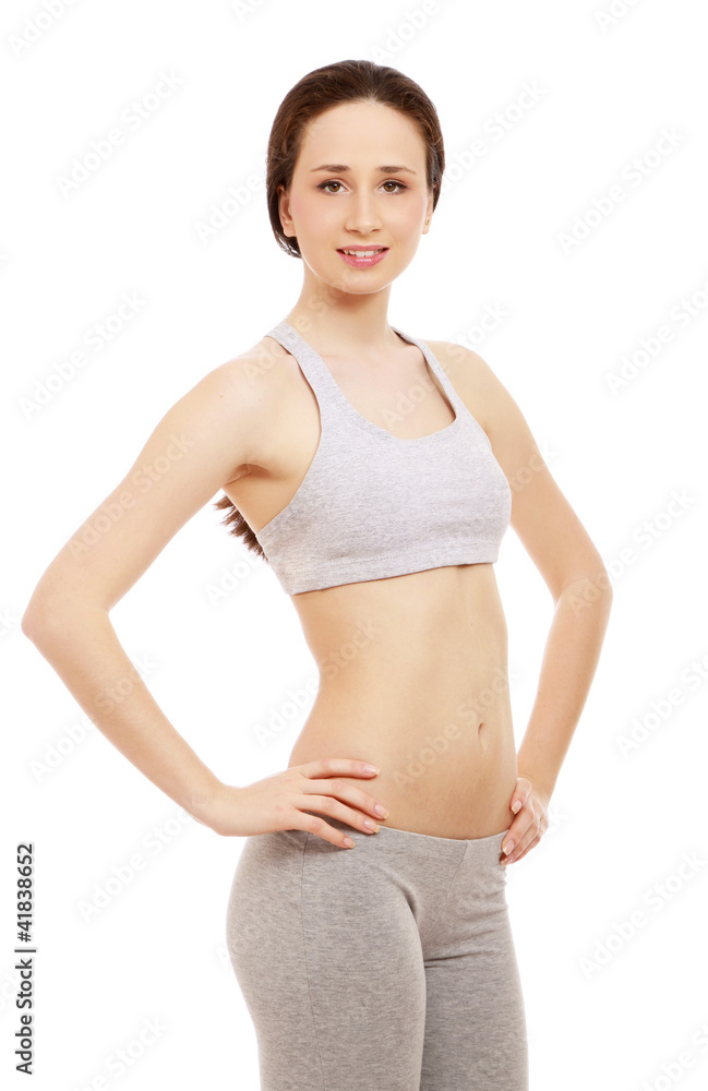 A slim girl, isolated on white background A slim girl, isolated on white background