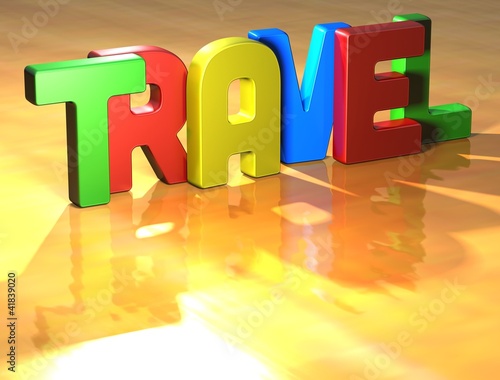 Word Travel on yellow background photo