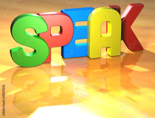 Word Speak on yellow background photo