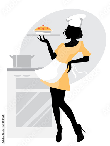 Baker girl silhouette