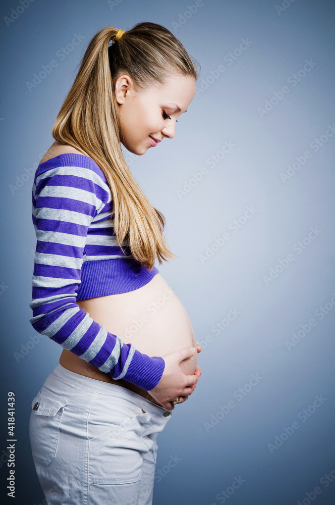 pregnant woman V - obrazy, fototapety, plakaty 