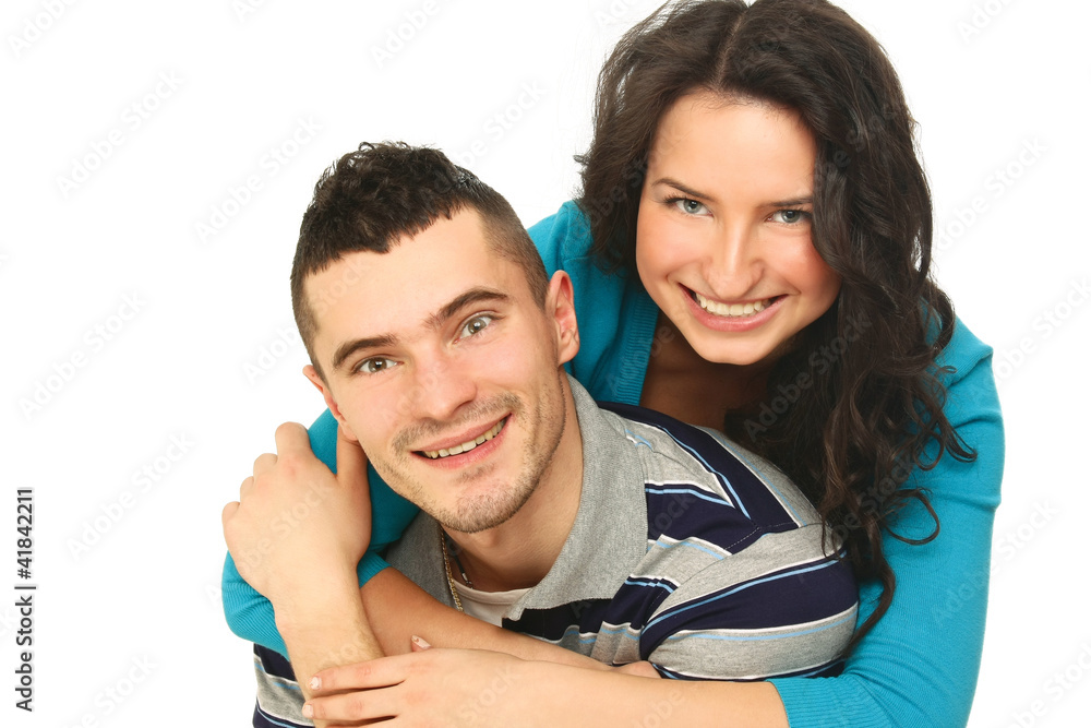 A loving couple, isolated on white background A loving couple, isolated on white background