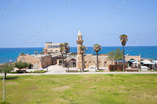 Remains of ottoman mosque called Bosnia in Caesarea. Israel. photo