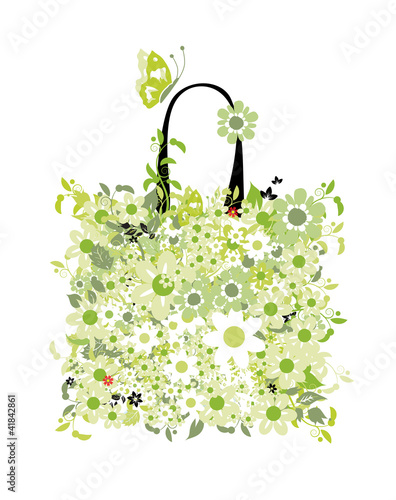 Shopping bag, floral design