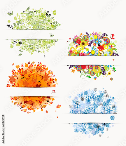 Four seasons, design frames with place for your text