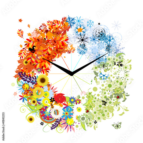 Design of clock. Four seasons, concept.