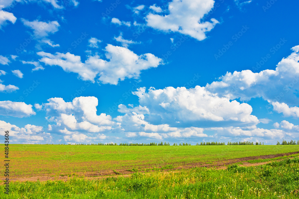 Blue sky over the plain