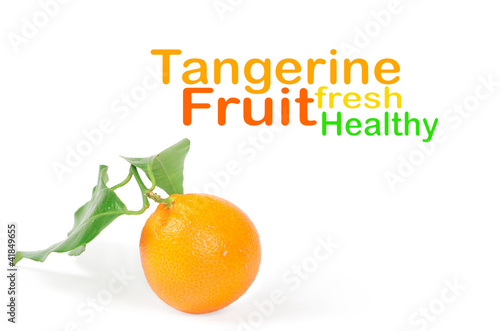 Tangerine with green leaves