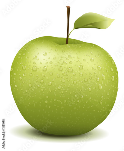 Wet green apple