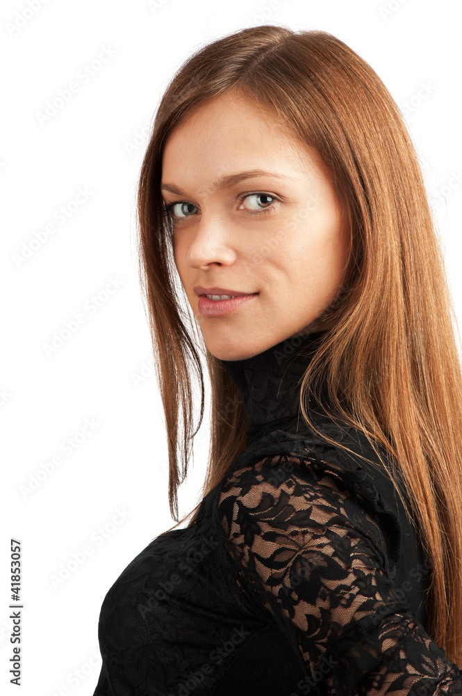 portrait of a happy young woman smiling portrait of a happy young woman smiling