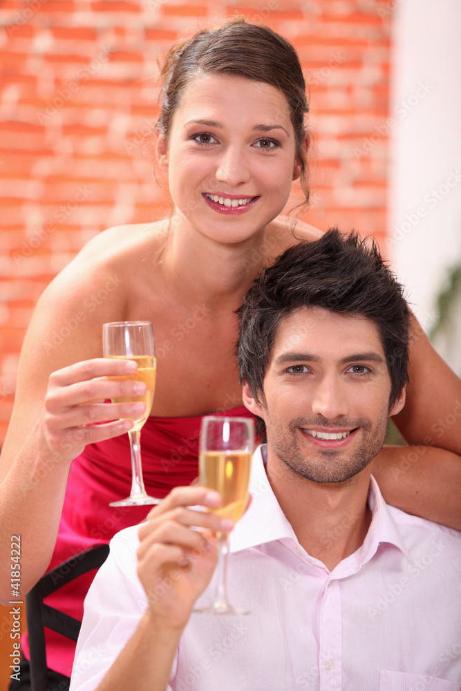 Elegant couple drinking champagne Elegant couple drinking champagne