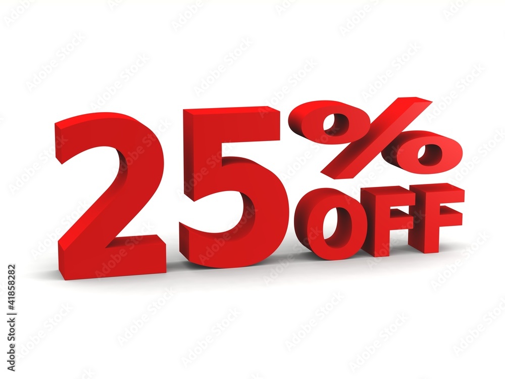 twenty-five percent off in red 3d letters twenty-five percent off in red 3d letters