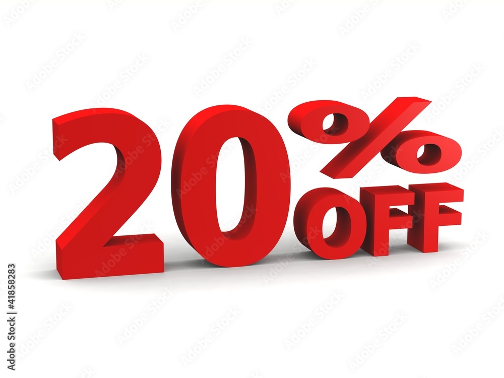 twenty percent off in red 3d letters twenty percent off in red 3d letters