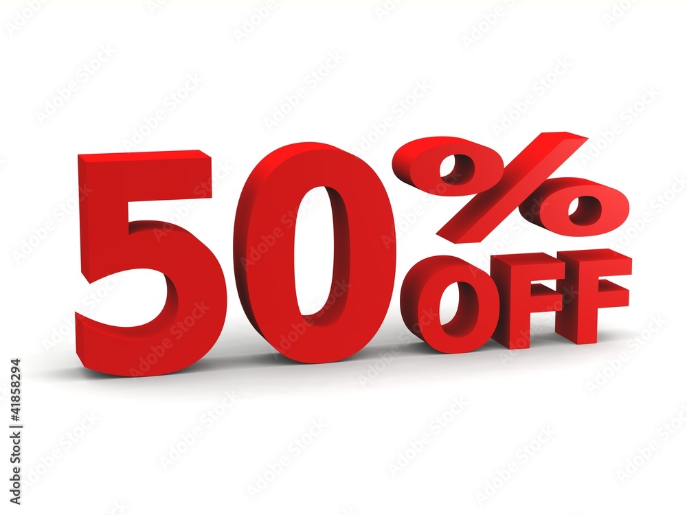 fifty percent off in red 3d letters fifty percent off in red 3d letters