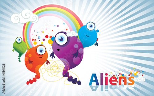 aliens de color en vector