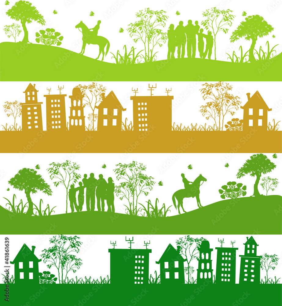 Obraz Four icons.Green ecological planet