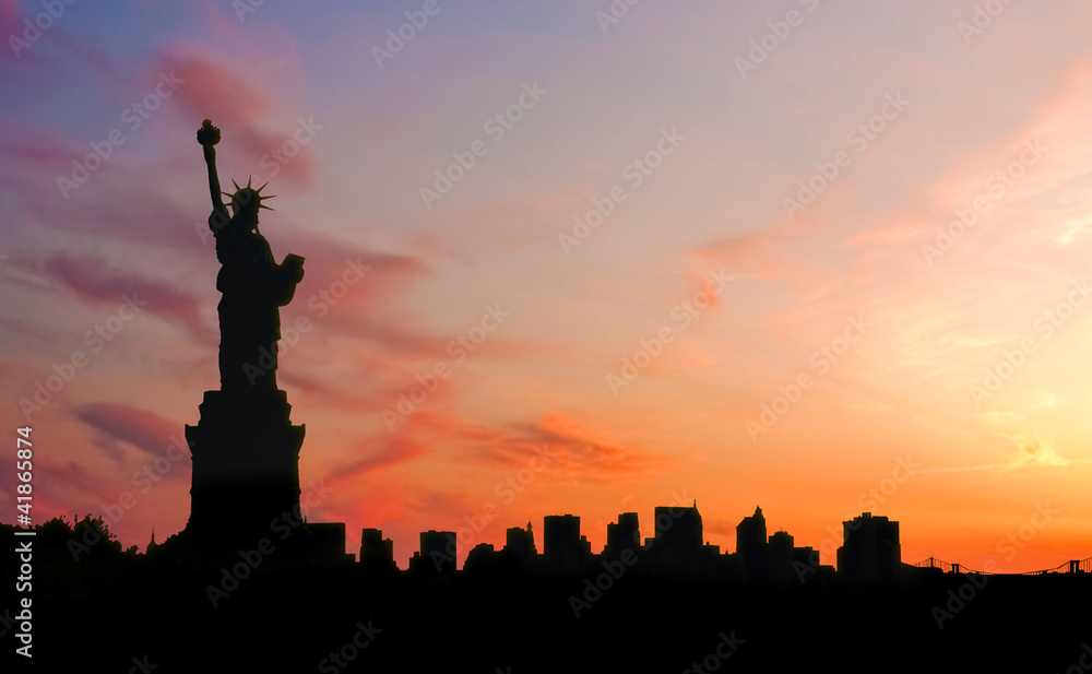 Statue of Liberty at sunset