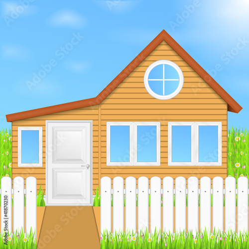 Wooden house, vector eps10 illustration