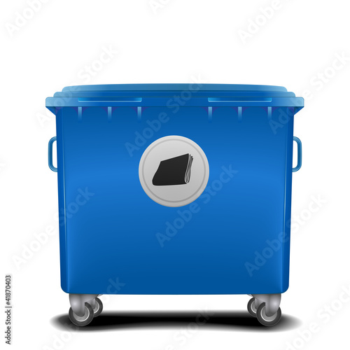 blue recycling bin