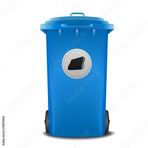 blue recycling bin