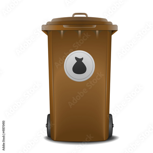 brown recycling bin