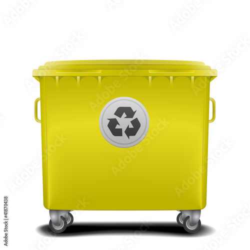 yellow recycling bin