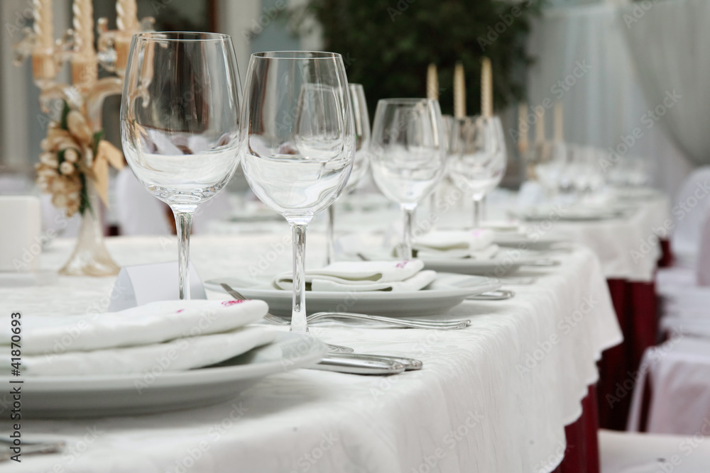 Banquet table in a restaurant Banquet table in a restaurant