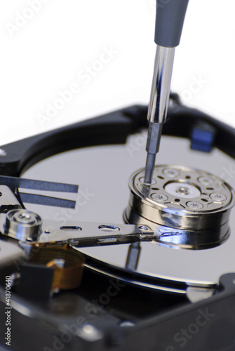 Open Hard Disk with Screwdriver
