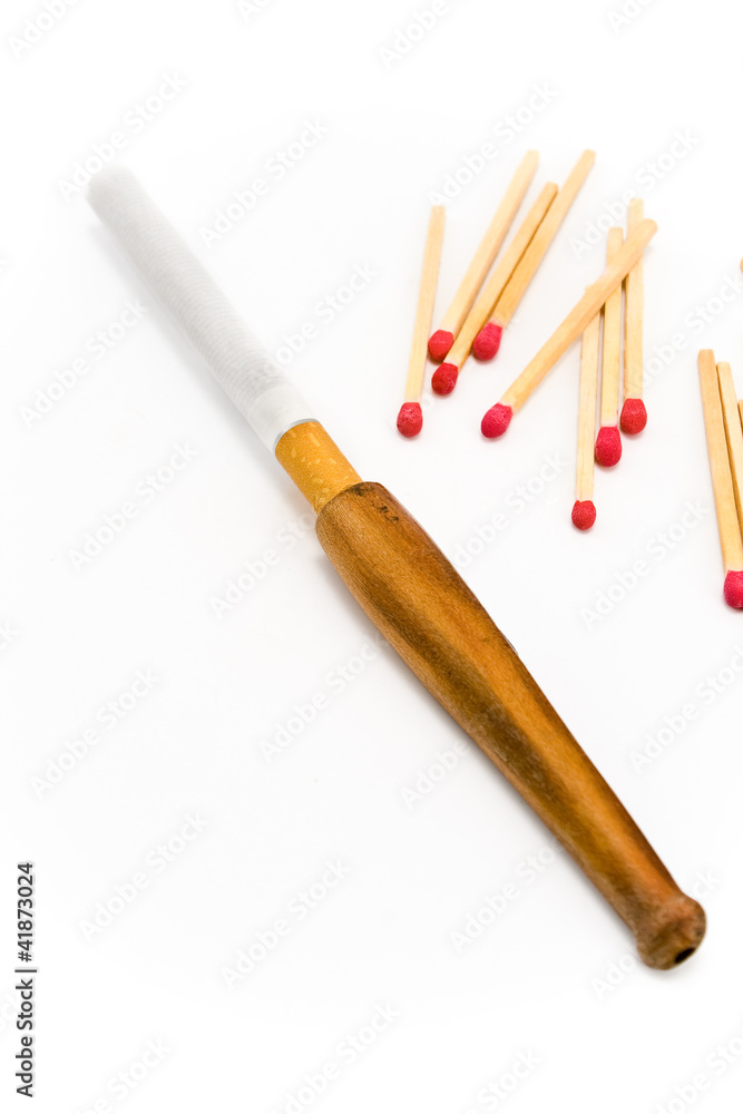 Wooden cigarette holder with matches