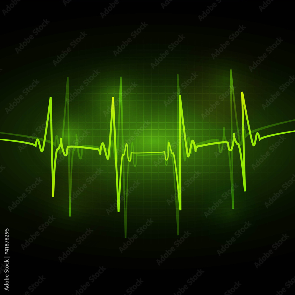heart beats green colorful vector background