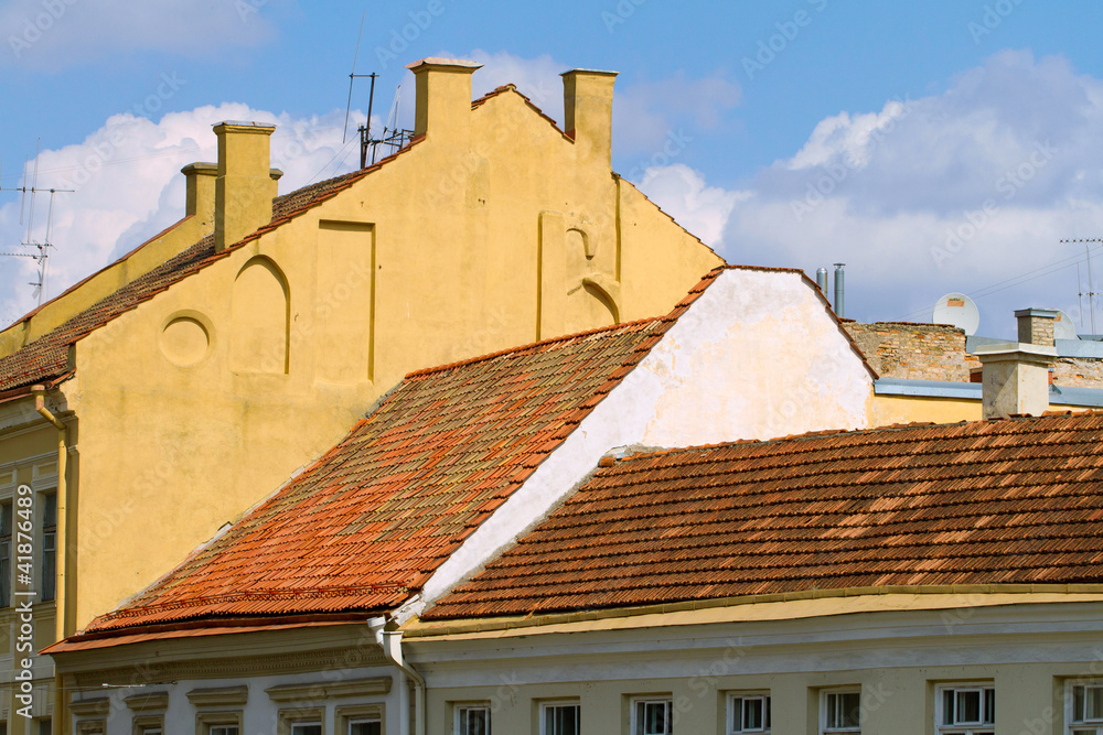 Red tile roof of Vilnius Old Town buildings