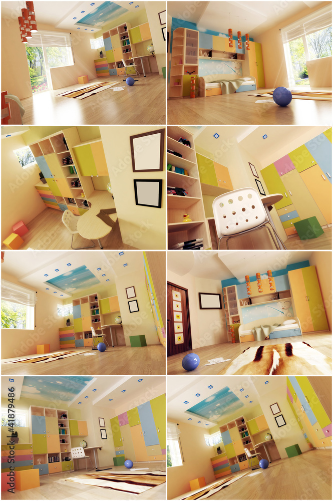 3d interior of the child's room