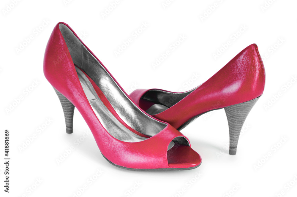 Red female shoes in fashion concept Red female shoes in fashion concept